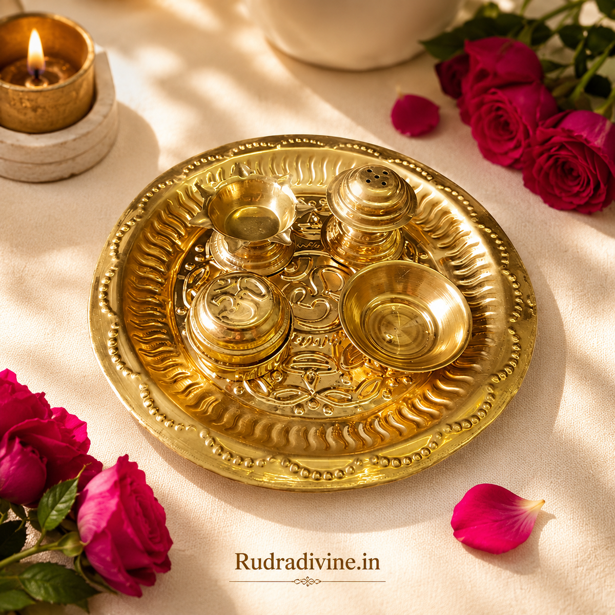 Aarti Thali for Mandir Use by Rudradivine, designed for daily puja, aarti, temple worship, religious ceremonies and traditional spiritual rituals.