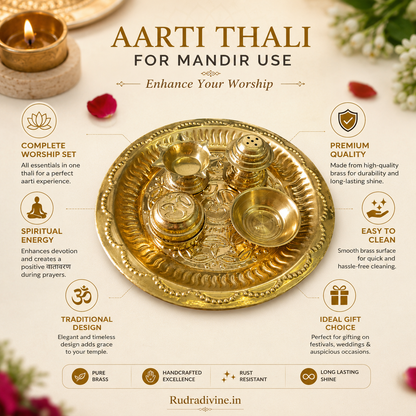 Aarti Thali for Mandir Use by Rudradivine, designed for daily puja, aarti, temple worship, religious ceremonies and traditional spiritual rituals.