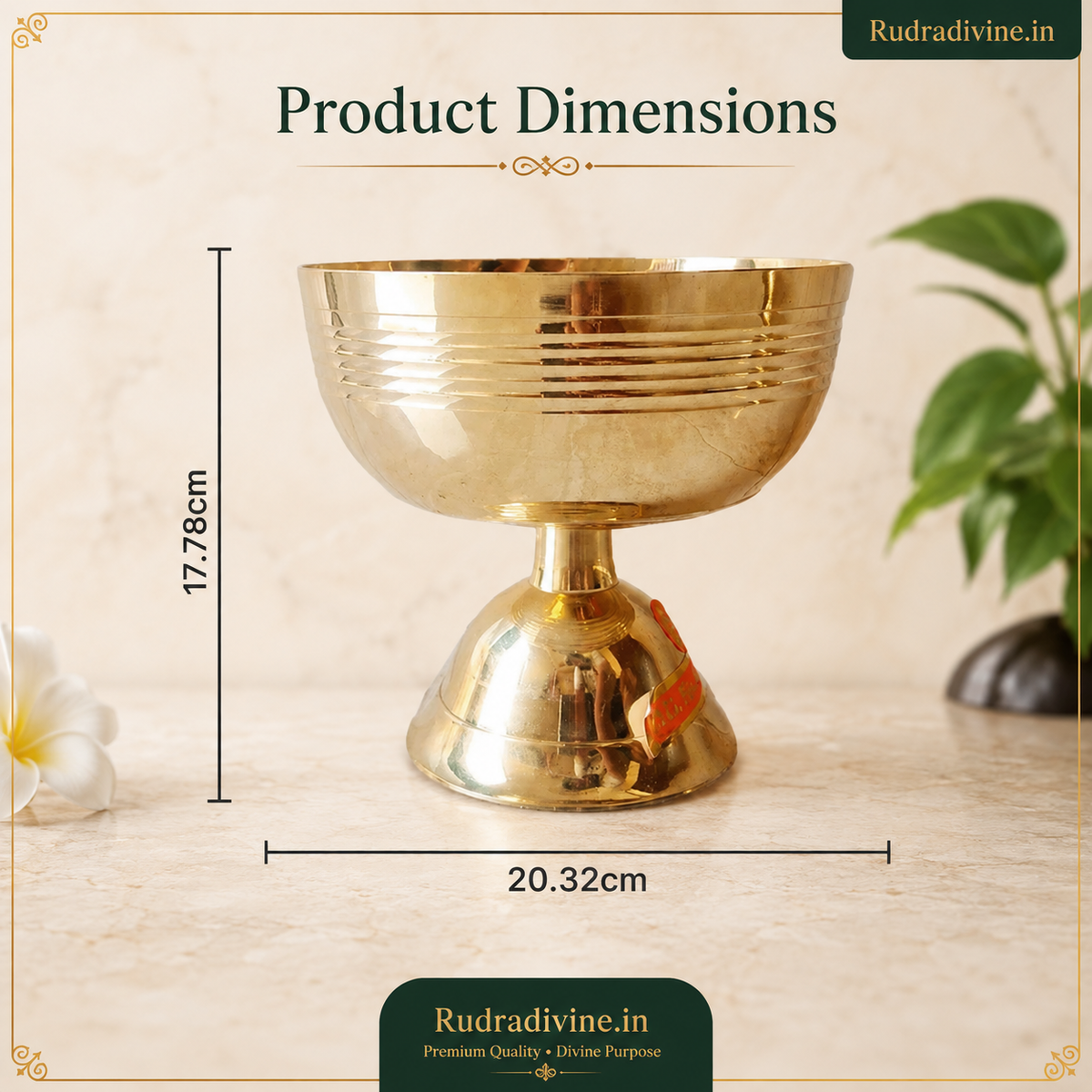 Akhand Jyot Extra Large Brass Diya crafted in traditional brass for daily puja, aarti and spiritual worship by Rudradivine.