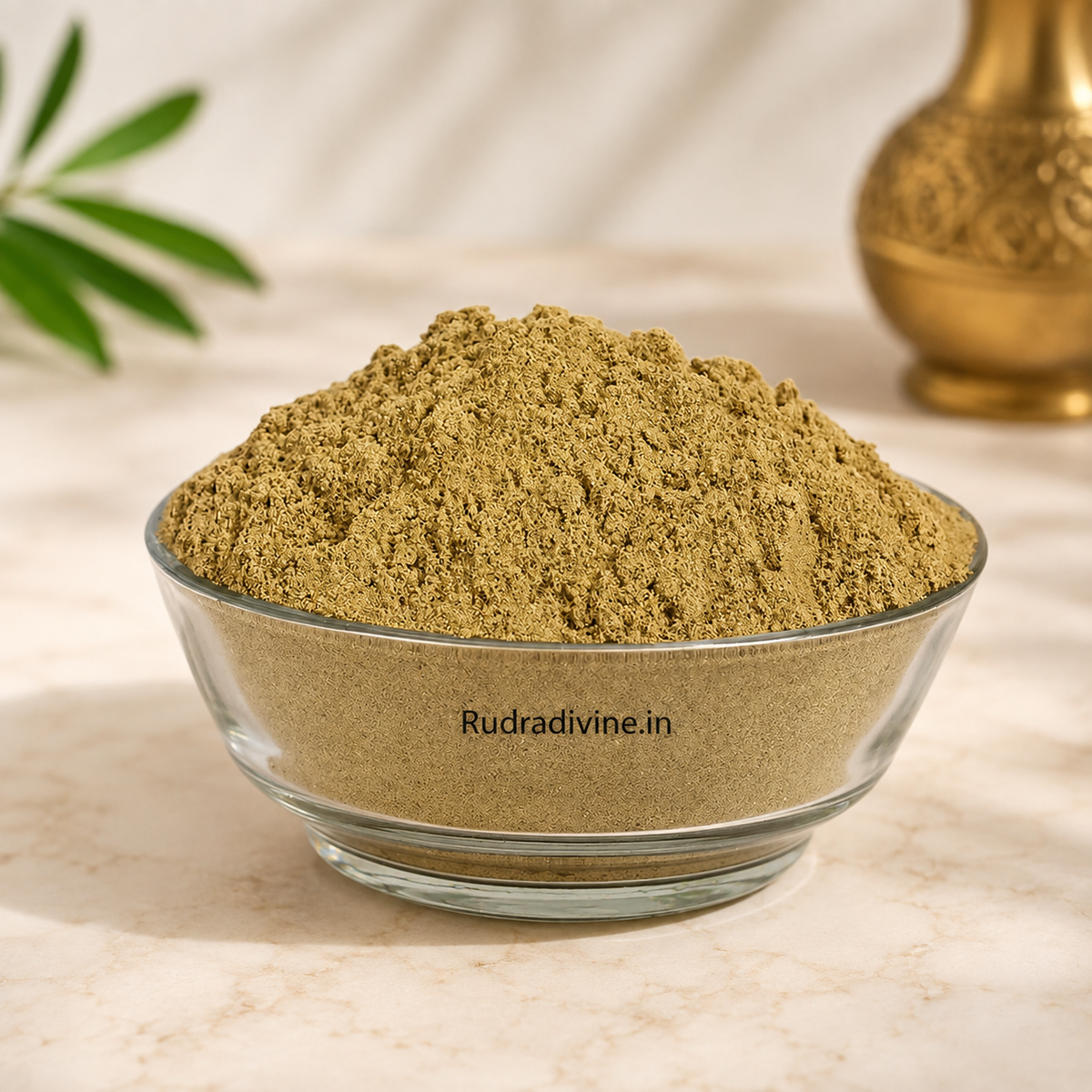 Bel Patta Powder 100GM made from sacred Bel Patra leaves for Lord Shiva Puja, Abhishek, Hindu rituals, devotional offerings, and home worship by Rudradivine.