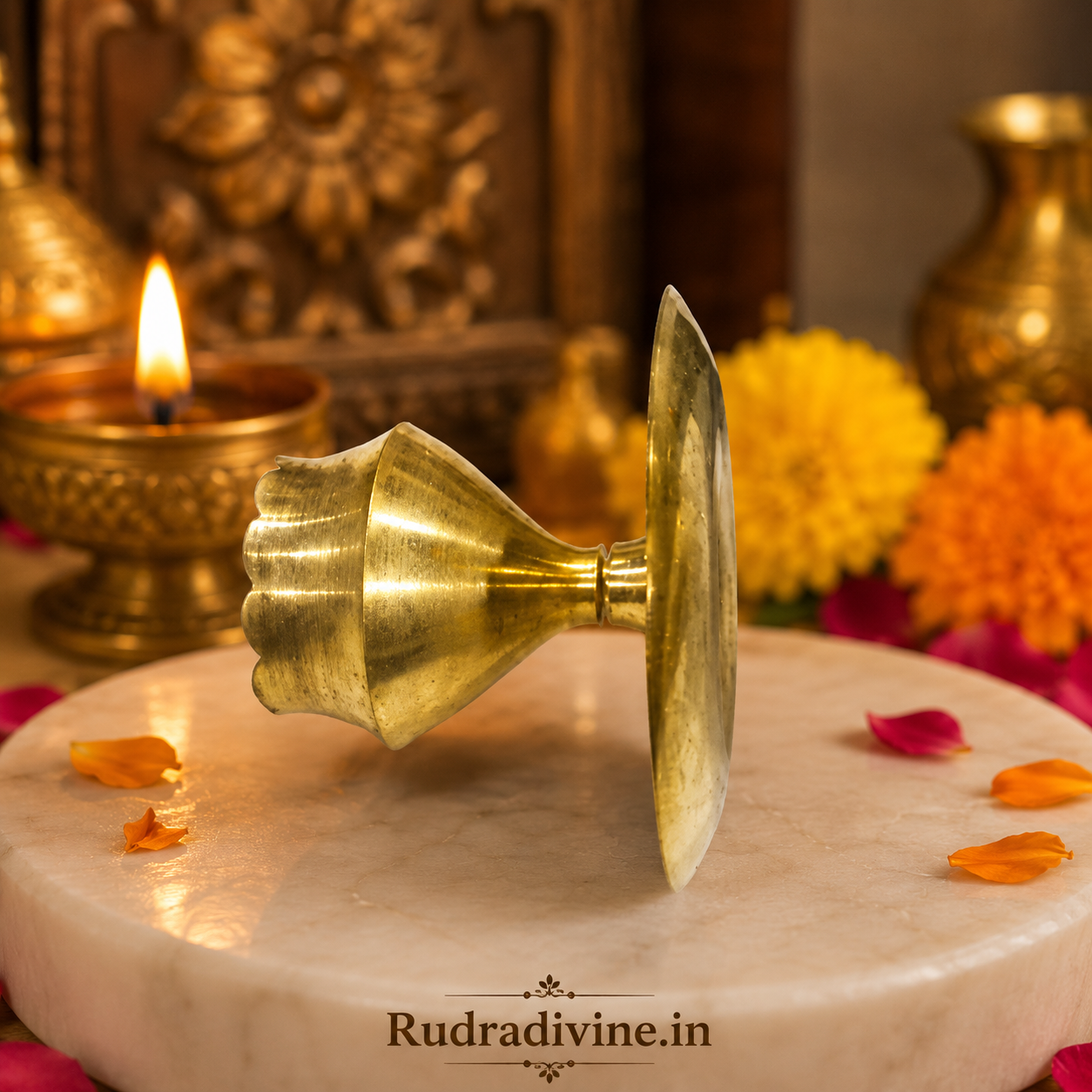 Agarbatti Stand Pack of 2 in unique brass design for holding incense sticks during pooja, meditation and daily spiritual rituals by Rudradivine.