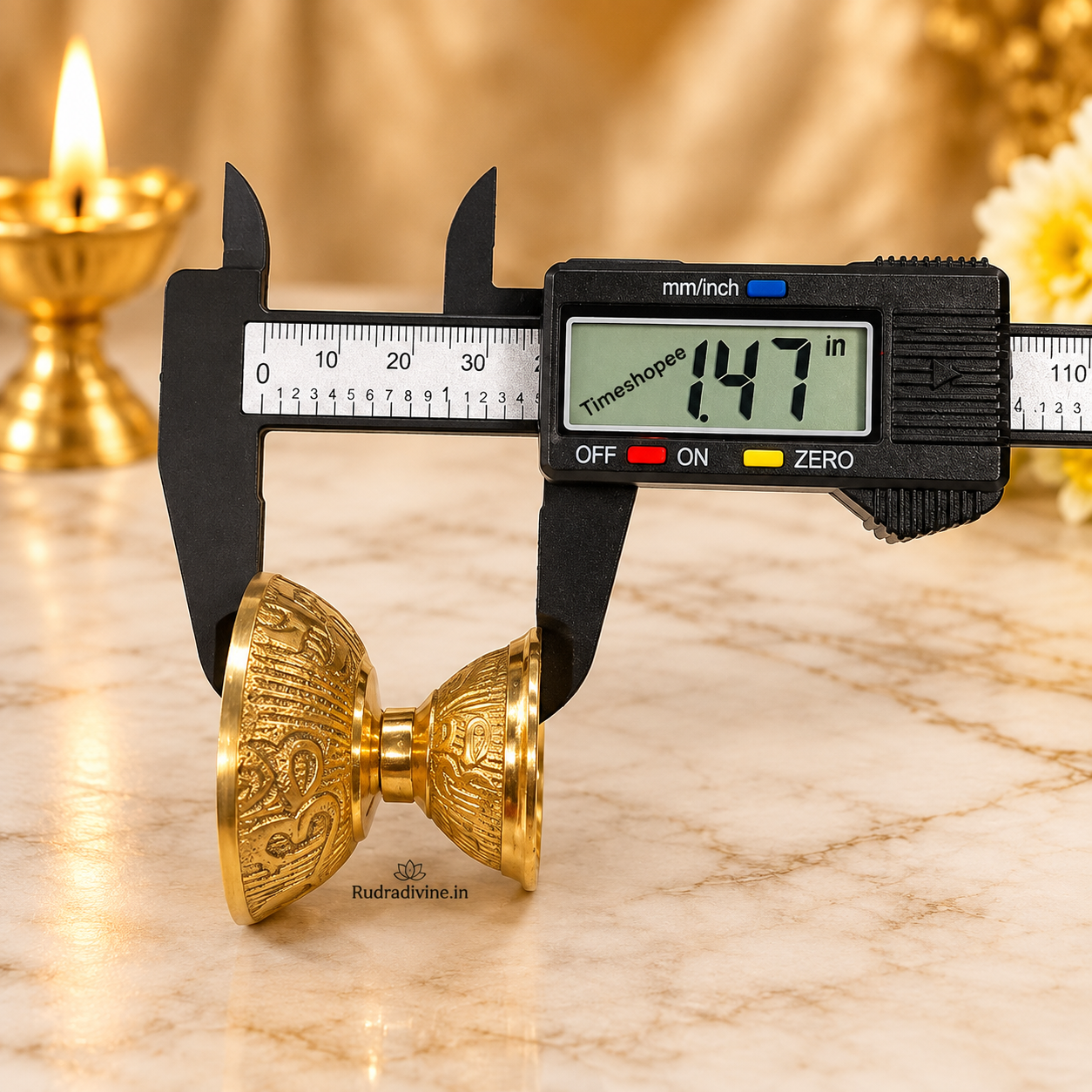 Brass Akhand Jyot Small Diya for Pooja and Mandir, traditional oil lamp crafted in brass by Rudradivine for daily worship, aarti and spiritual rituals.