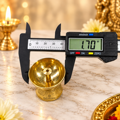 Brass Akhand Jyot Small Diya for Pooja and Mandir, traditional oil lamp crafted in brass by Rudradivine for daily worship, aarti and spiritual rituals.