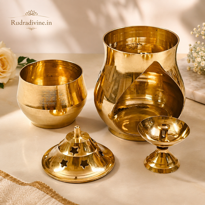 Brass Kapur Lamp 275GM by Rudradivine, traditional camphor burner for daily pooja, aarti, home temple and spiritual worship rituals.