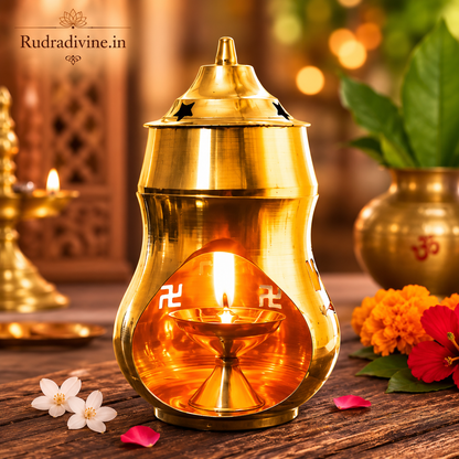 Brass Kapur Lamp 275GM by Rudradivine, traditional camphor burner for daily pooja, aarti, home temple and spiritual worship rituals.