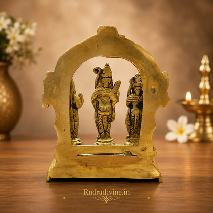 Brass Ram Darbar Murti Idol featuring Shri Ram, Mata Sita, Lakshman and Hanuman with official Lab Certificate by Rudradivine for home temple, daily puja and spiritual décor.