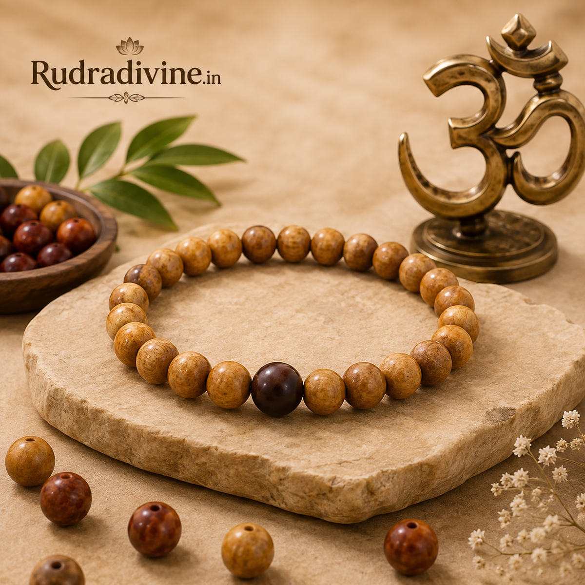 Red & White Sandalwood Bracelet | Lal Safed Chandan | 8MM Beads | Lab Certified