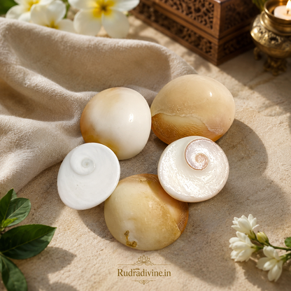 Gomti Chakra Set of 9 by Rudradivine, traditionally used for spiritual protection, positivity, worship, blessings, puja and home spiritual practices.