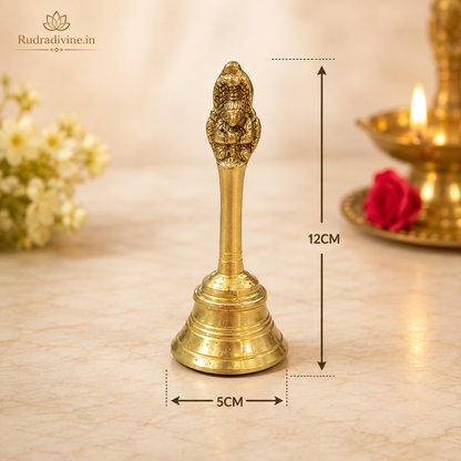 Handcrafted Brass Pooja Bell designed as a traditional Brass Ghanti for temple, daily pooja, aarti and Hindu rituals by Rudradivine.