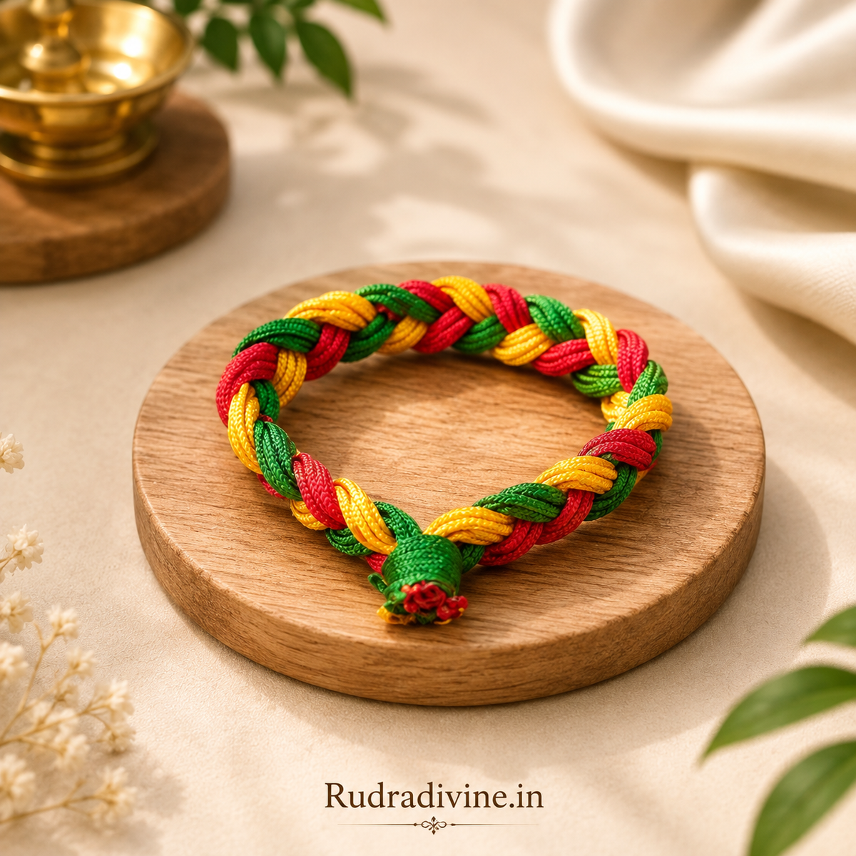 Handmade Pooja Kalawa Dhaga adjustable spiritual bracelet, lab certified by Rudradivine for traditional worship, rituals, and daily spiritual wear.