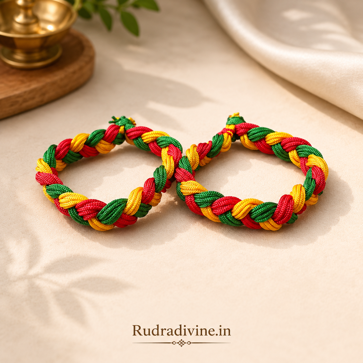 Handmade Pooja Kalawa Dhaga adjustable spiritual bracelet, lab certified by Rudradivine for traditional worship, rituals, and daily spiritual wear.