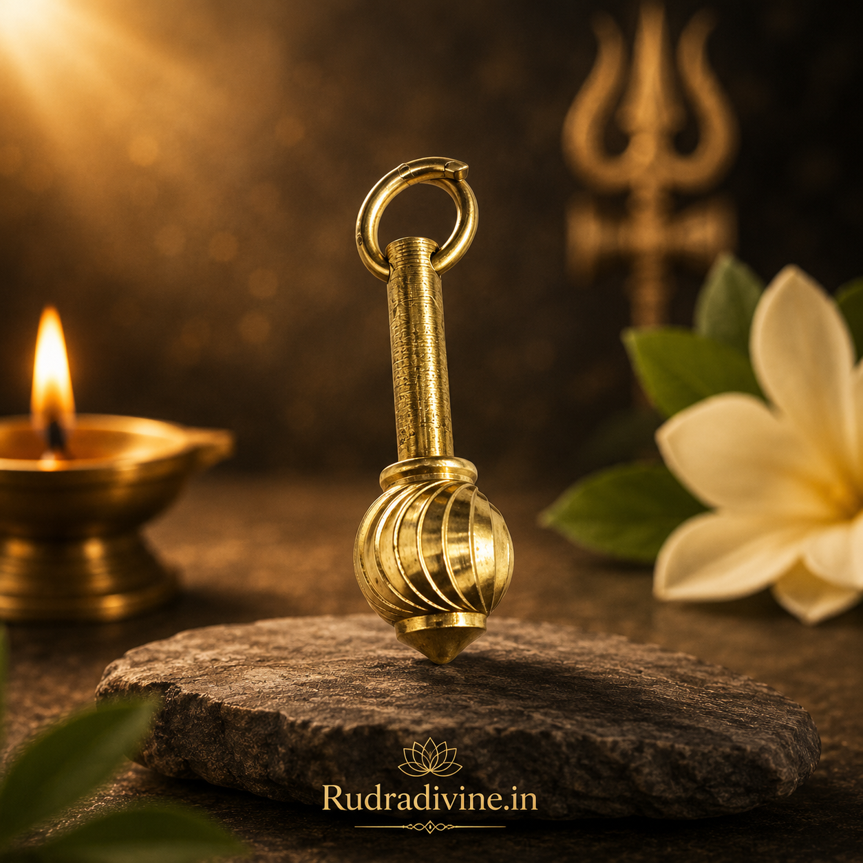 Hanuman Ji Gada Locket with Gold Chain by Rudradivine, featuring the sacred Hanuman gada symbol for devotion, spiritual protection, courage and blessings.