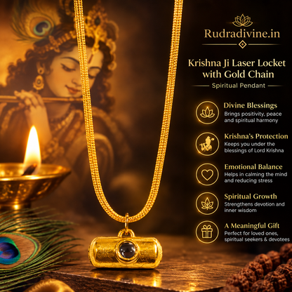 Kuber Kawach Locket with elegant gold plated chain by Rudradivine, featuring traditional spiritual symbolism for protection, prosperity and devotional wear.