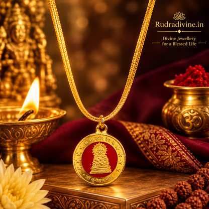 Kuber Kawach Locket with Gold Plated Chain by Rudradivine, traditionally associated with wealth, prosperity, abundance and spiritual protection.