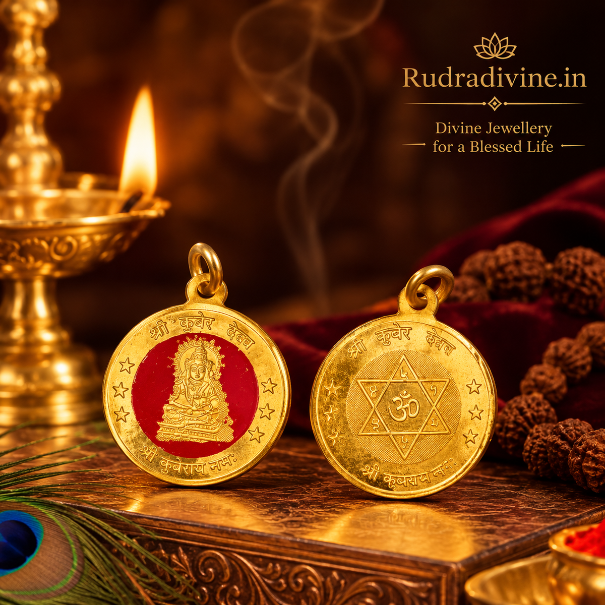 Kuber Kawach Locket with Gold Plated Chain by Rudradivine, traditionally associated with wealth, prosperity, abundance and spiritual protection.