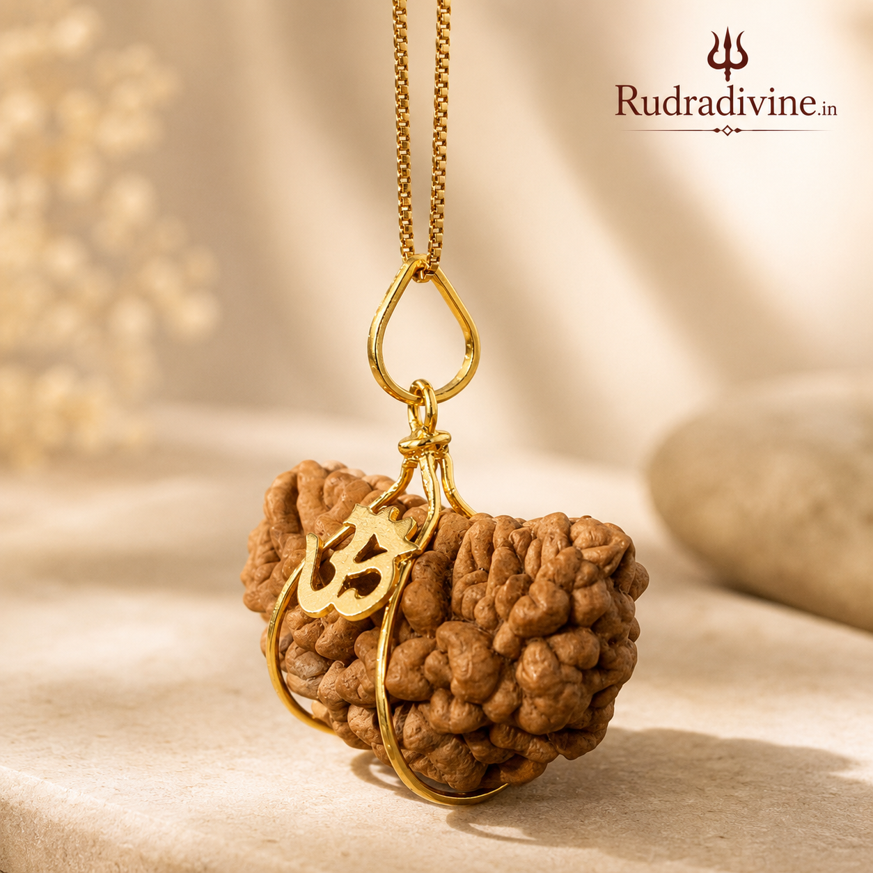 1 Mukhi (One Face) Rudraksha Pendant featuring a natural Rudraksha bead, associated with Lord Shiva, with an official Lab Certificate by Rudradivine for spiritual devotion, meditation, and daily wear.