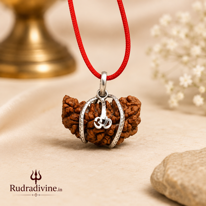 1 Mukhi (One Face) Rudraksha Pendant featuring a natural Rudraksha bead, associated with Lord Shiva, with an official Lab Certificate by Rudradivine for spiritual devotion, meditation, and daily wear.