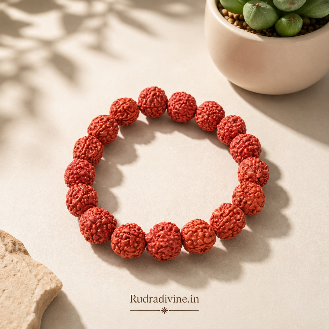5 Mukhi Rudraksha Bracelet with natural 10MM beads and official Lab Certificate by Rudradivine, traditionally associated with calmness, focus, meditation and spiritual balance.