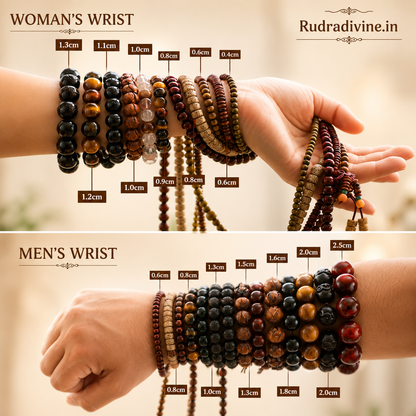 Lab Certified 5 Mukhi Rudraksha Bracelet 8mm crafted from natural Rudraksha beads by Rudra Divine for meditation, daily wear, prayer and spiritual wellness.