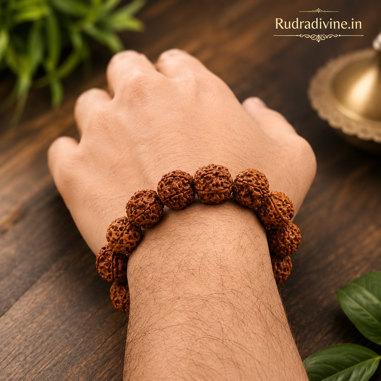 Lab Certified 5 Mukhi Rudraksha Bracelet 8mm crafted from natural Rudraksha beads by Rudra Divine for meditation, daily wear, prayer and spiritual wellness.