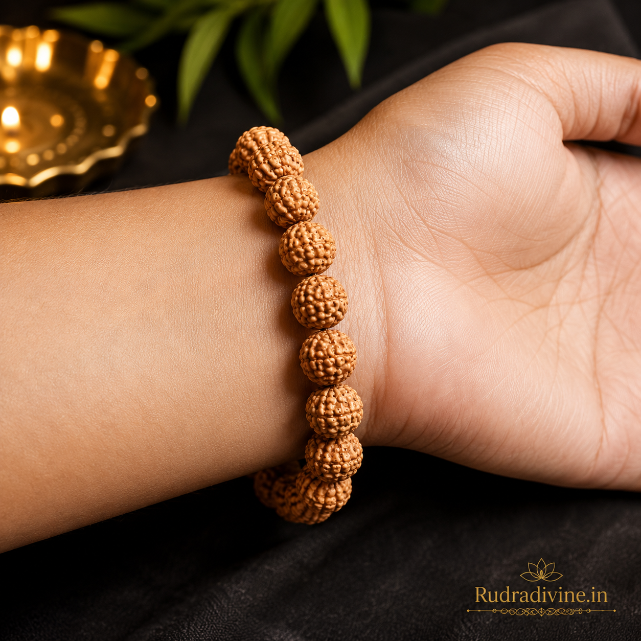 6 Mukhi Rudraksha Bracelet with natural 13MM Rudraksha beads and official Lab Certificate by Rudradivine, traditionally valued for focus, discipline and spiritual practice.