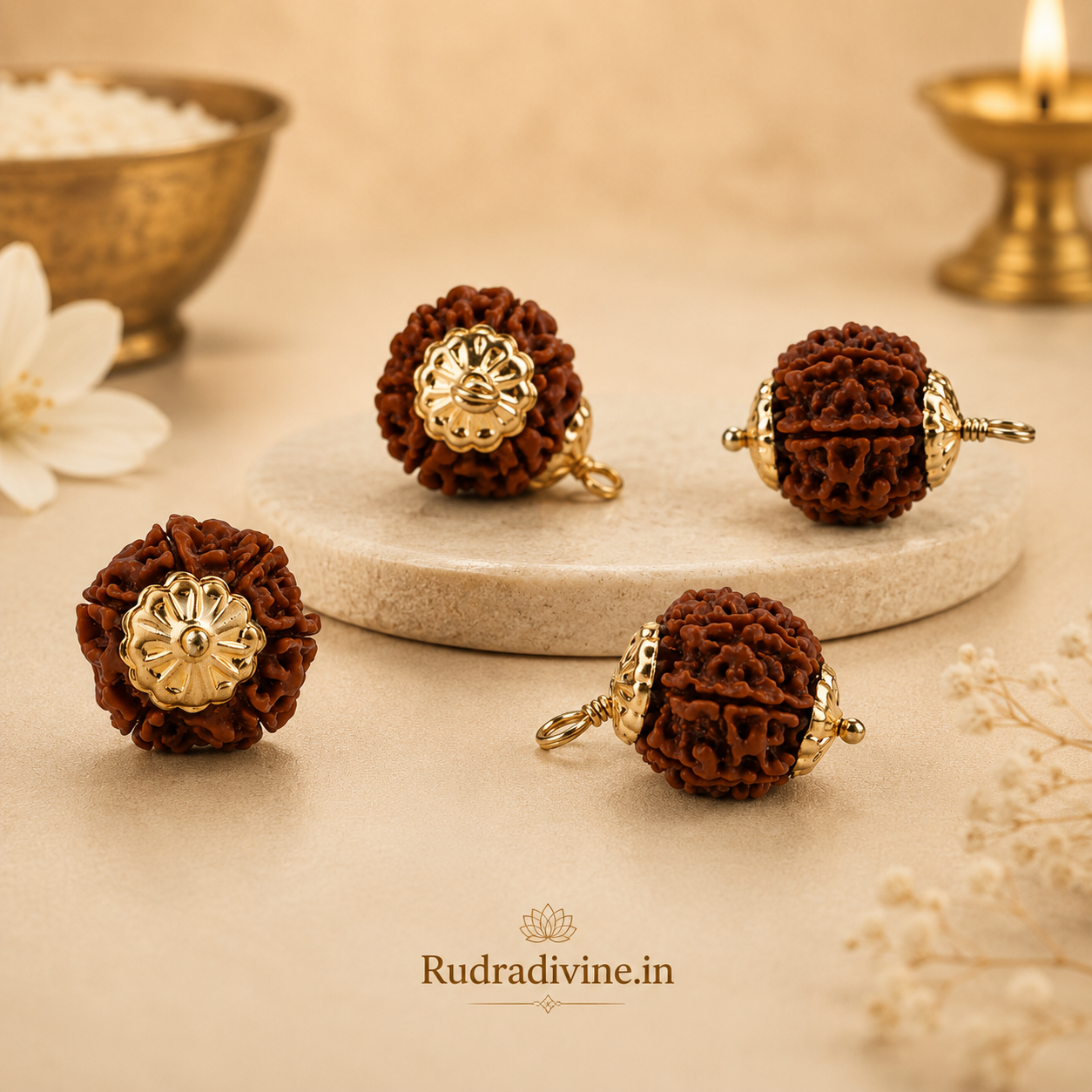 6 Mukhi (Six Face) Rudraksha Pendant featuring a natural Rudraksha bead, associated with Lord Kartikeya, with an official Lab Certificate by Rudradivine for meditation, spiritual devotion, and daily wear.
