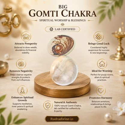 Big Gomti Chakra for spiritual worship, puja, blessings and traditional Vastu practices, carefully selected and Lab Certified by Rudradivine.