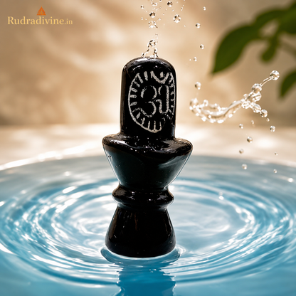 Black Marble Stone Shivling for Pooja | Lab Certified crafted from premium natural black marble with official Lab Certificate by Rudradivine for Lord Shiva worship, Abhishek, meditation and spiritual blessings.