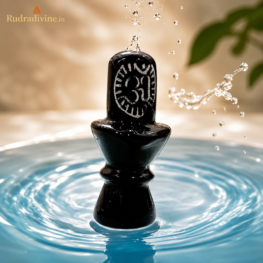 Black Marble Stone Shivling for Pooja | Lab Certified crafted from premium natural black marble with official Lab Certificate by Rudradivine for Lord Shiva worship, Abhishek, meditation and spiritual blessings.