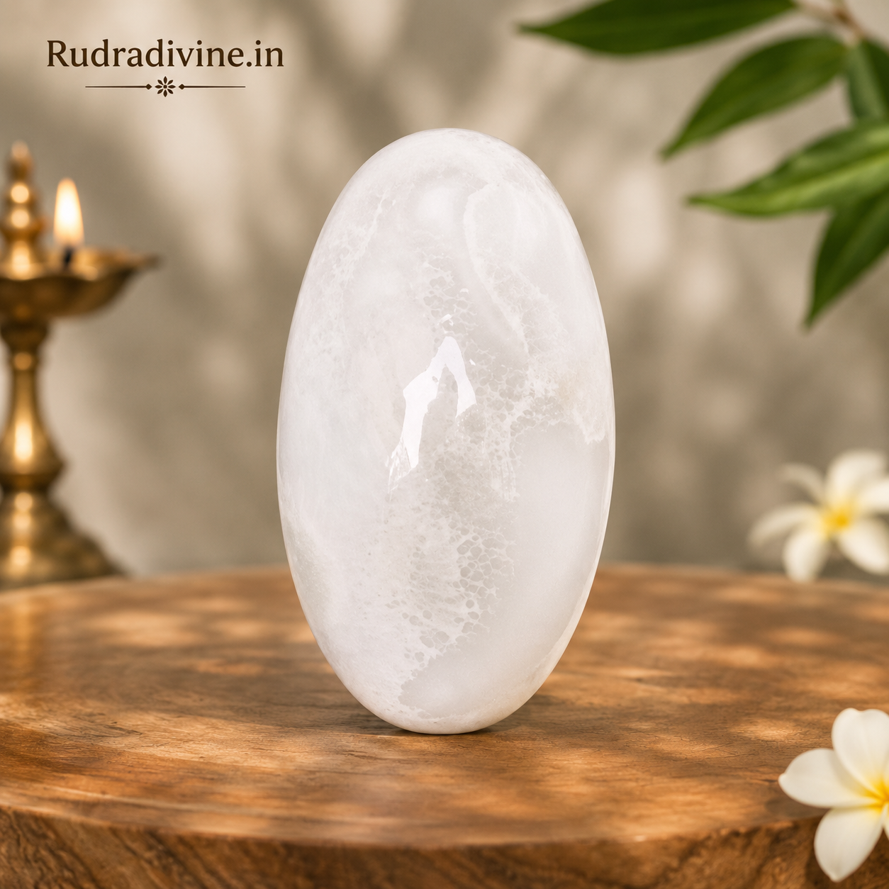 Black & White Marble Shivling Stone crafted from natural marble with official Lab Certificate by Rudradivine for temple, Tulsi puja and daily Shiva worship.