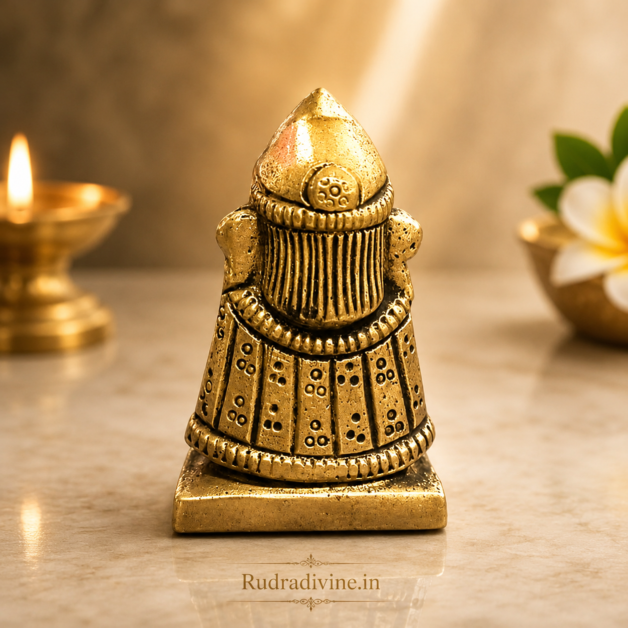 Brass Khatu Shyam Idol with premium brass craftsmanship and official Lab Certificate by Rudradivine for home temple, pooja, spiritual décor and blessings.