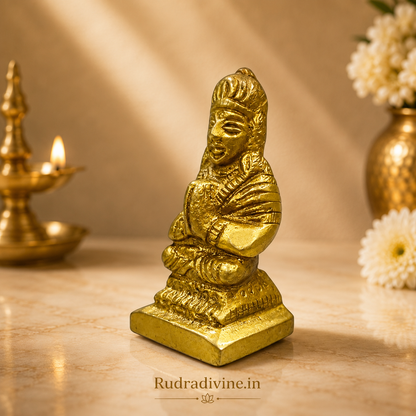 Brass Parvati Mata Murti Small with premium brass finish and official Lab Certificate by Rudradivine, ideal for home temple, daily pooja, spiritual décor, and devotional worship.