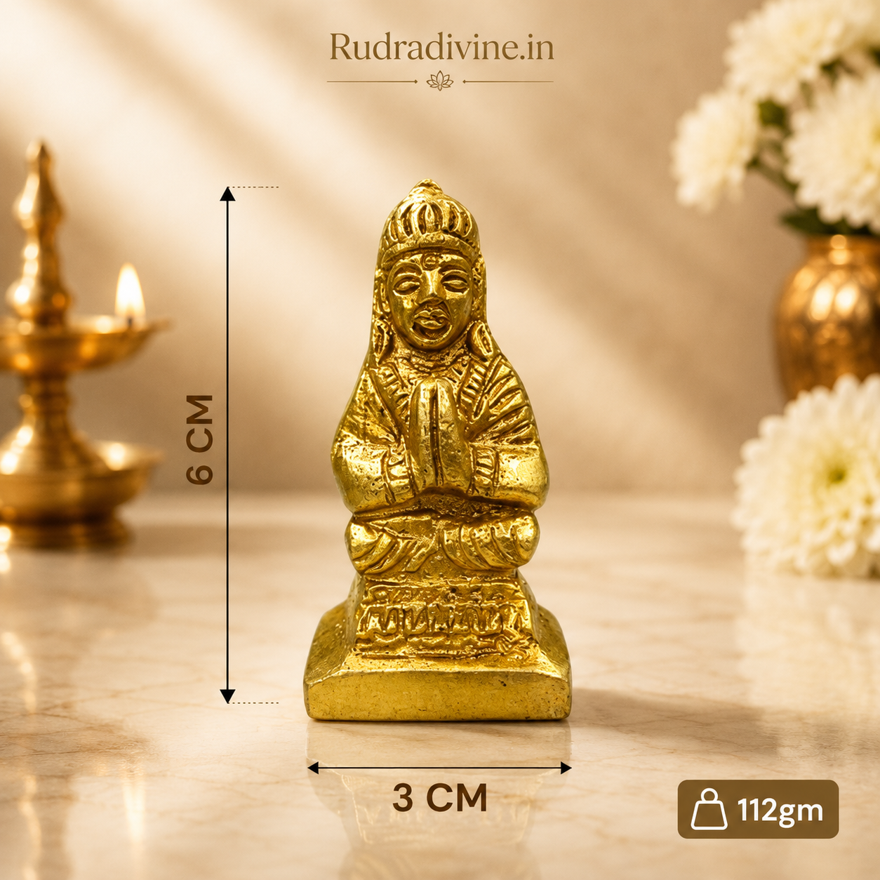 Brass Parvati Mata Murti Small with premium brass finish and official Lab Certificate by Rudradivine, ideal for home temple, daily pooja, spiritual décor, and devotional worship.