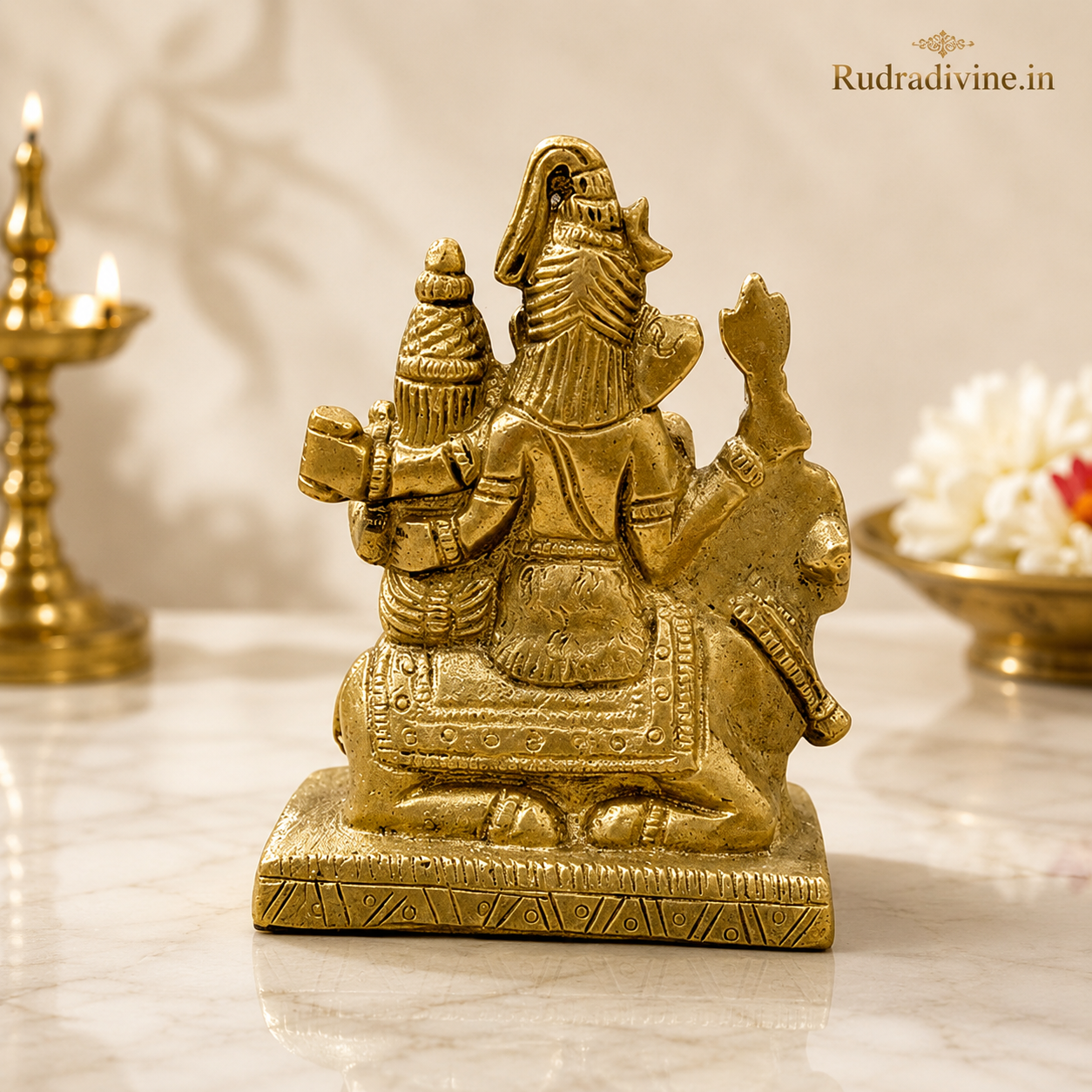 Brass Shiv Parivar Murti handcrafted from premium brass with official Lab Certificate by Rudradivine for home temple, Vastu, meditation, and spiritual décor.