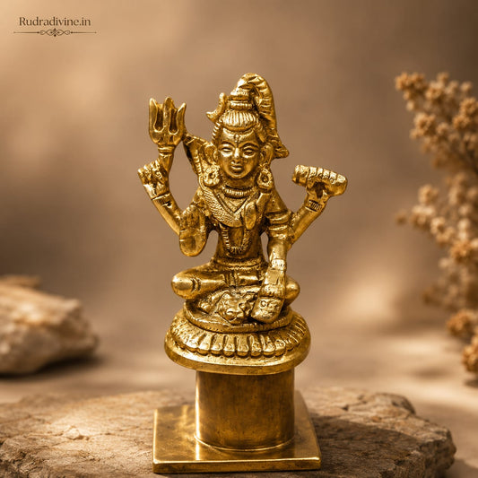 Brass Shivji Idol crafted from premium brass with official Lab Certificate by Rudradivine for home temple, pooja, meditation, spiritual décor and blessings.