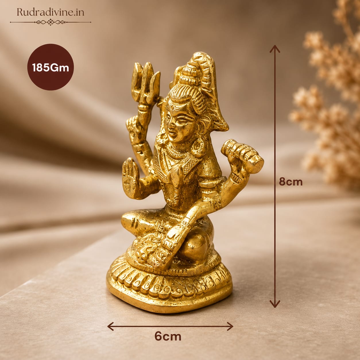 Brass Shivji Idol crafted from premium brass with official Lab Certificate by Rudradivine for home temple, pooja, meditation, spiritual décor and blessings.