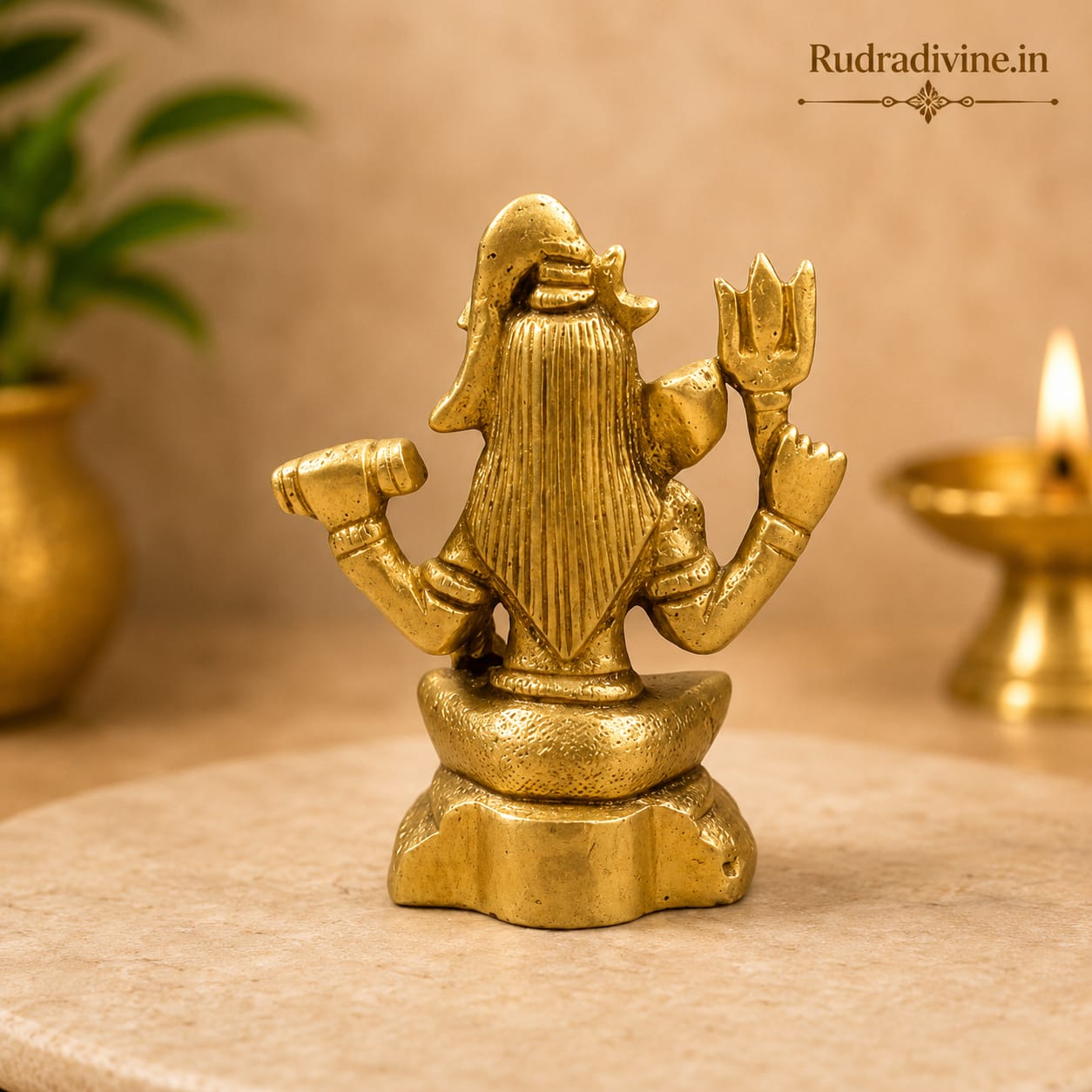 Brass Shivji Idol crafted from premium brass with official Lab Certificate by Rudradivine for home temple, pooja, meditation, spiritual décor and blessings.