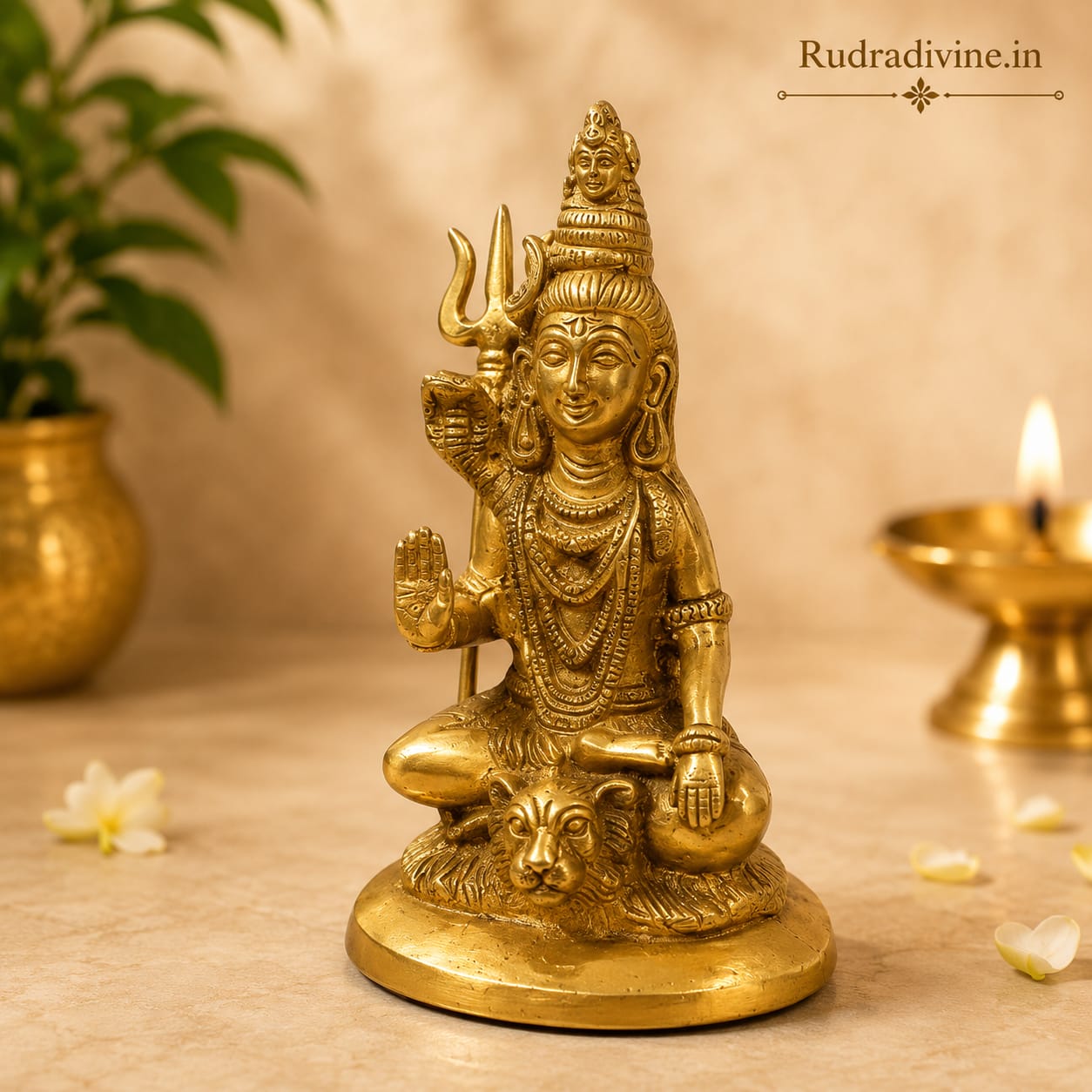 Brass Shivji Murti crafted in premium brass with official Lab Certificate by Rudradivine for Shiv puja, Vastu, home temple décor and spiritual blessings.