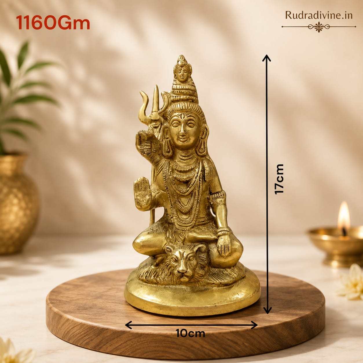 Brass Shivji Murti crafted in premium brass with official Lab Certificate by Rudradivine for Shiv puja, Vastu, home temple décor and spiritual blessings.