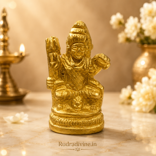 Brass Shivji Murti Small with premium brass finish and official Lab Certificate by Rudradivine, ideal for home temple, daily pooja, spiritual décor, and devotional worship.