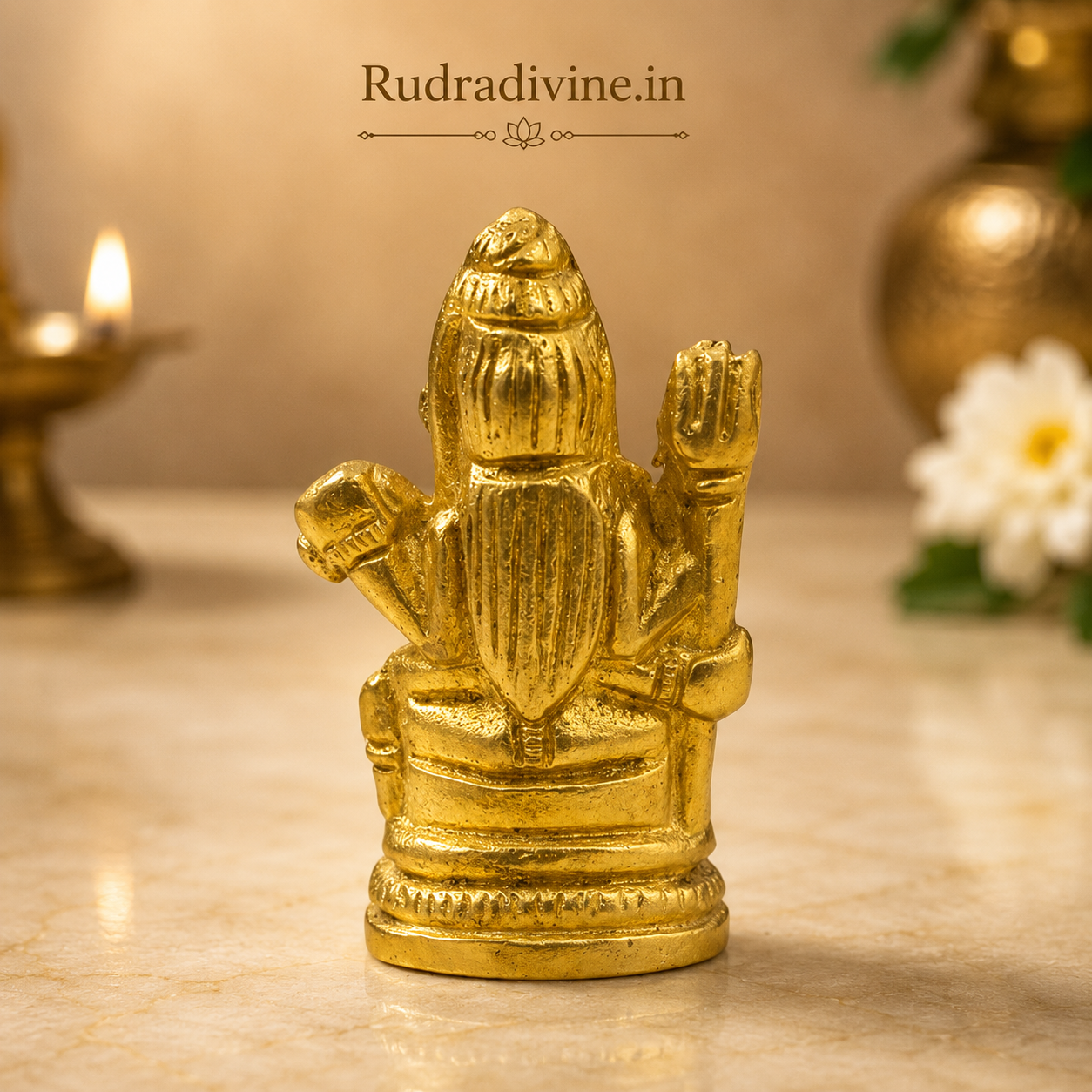 Brass Shivji Murti Small with premium brass finish and official Lab Certificate by Rudradivine, ideal for home temple, daily pooja, spiritual décor, and devotional worship.