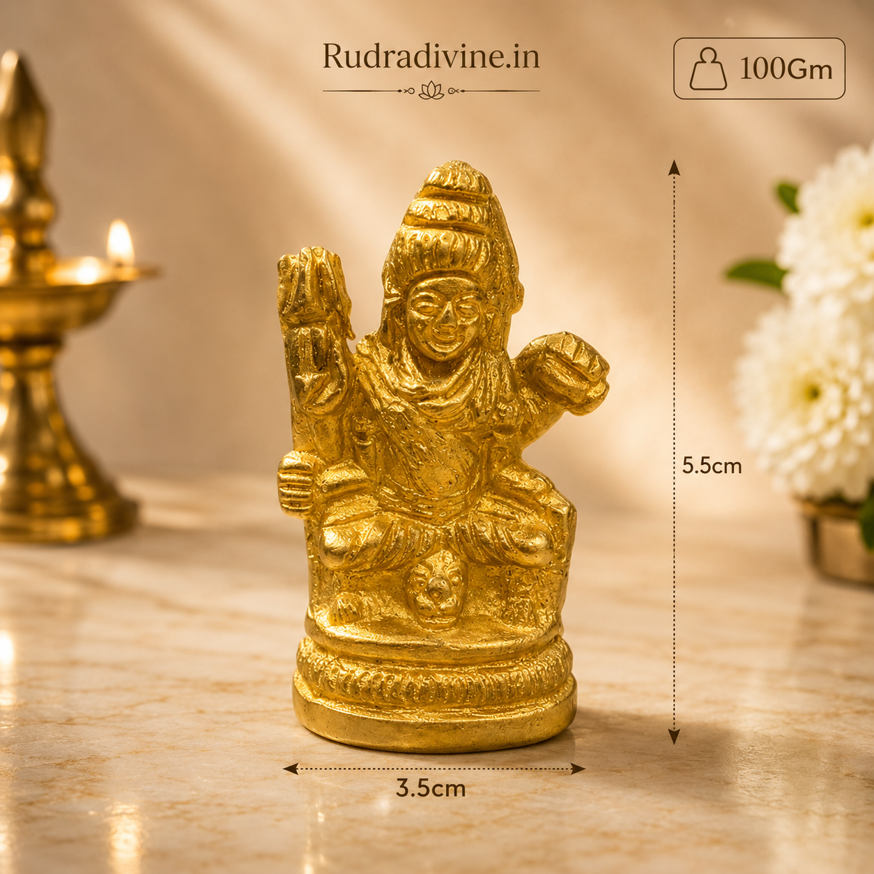 Brass Shivji Murti Small with premium brass finish and official Lab Certificate by Rudradivine, ideal for home temple, daily pooja, spiritual décor, and devotional worship.