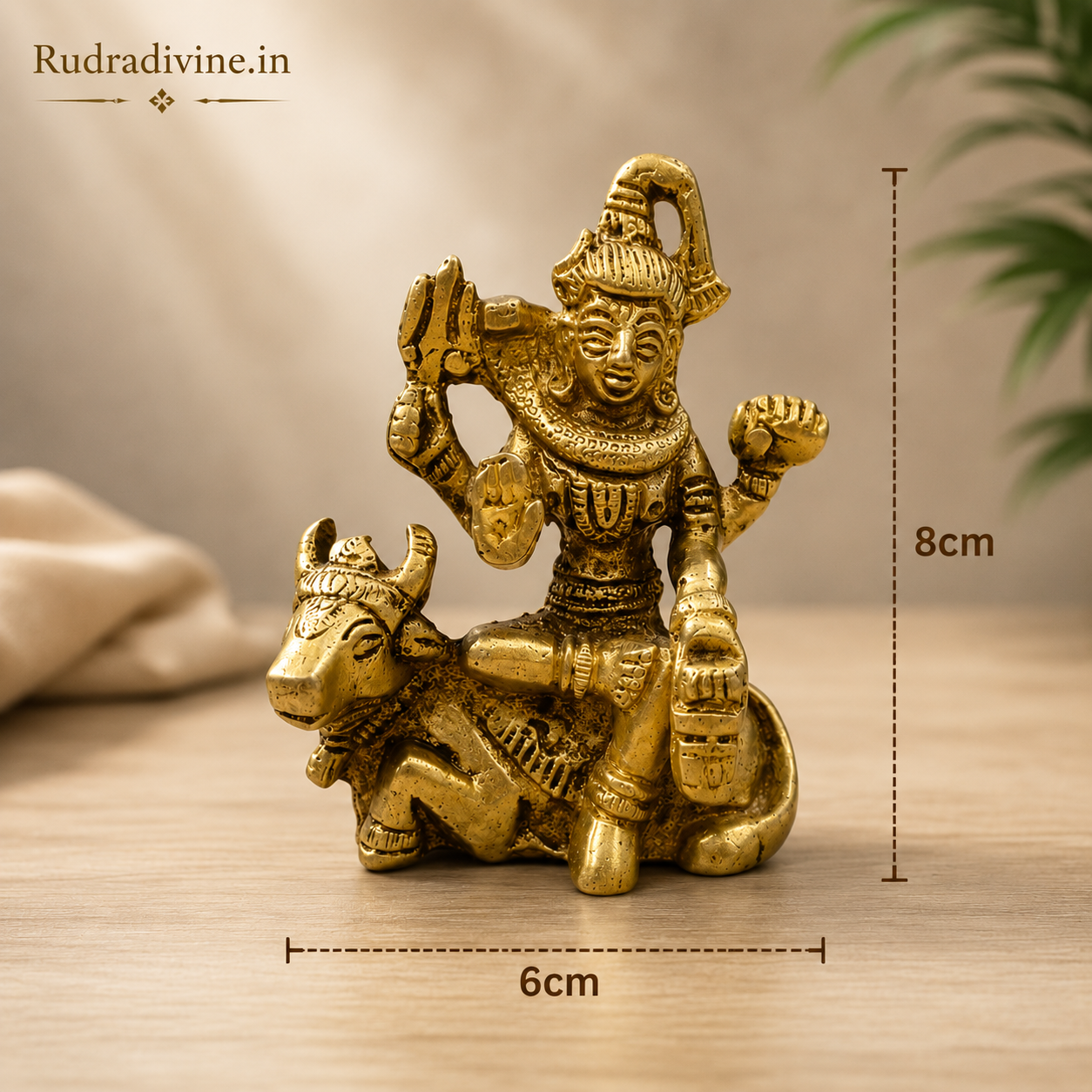 Brass Shivji with Nandi Murti crafted from premium quality brass with official Lab Certificate by Rudradivine for peace, protection, devotion and spiritual blessings.