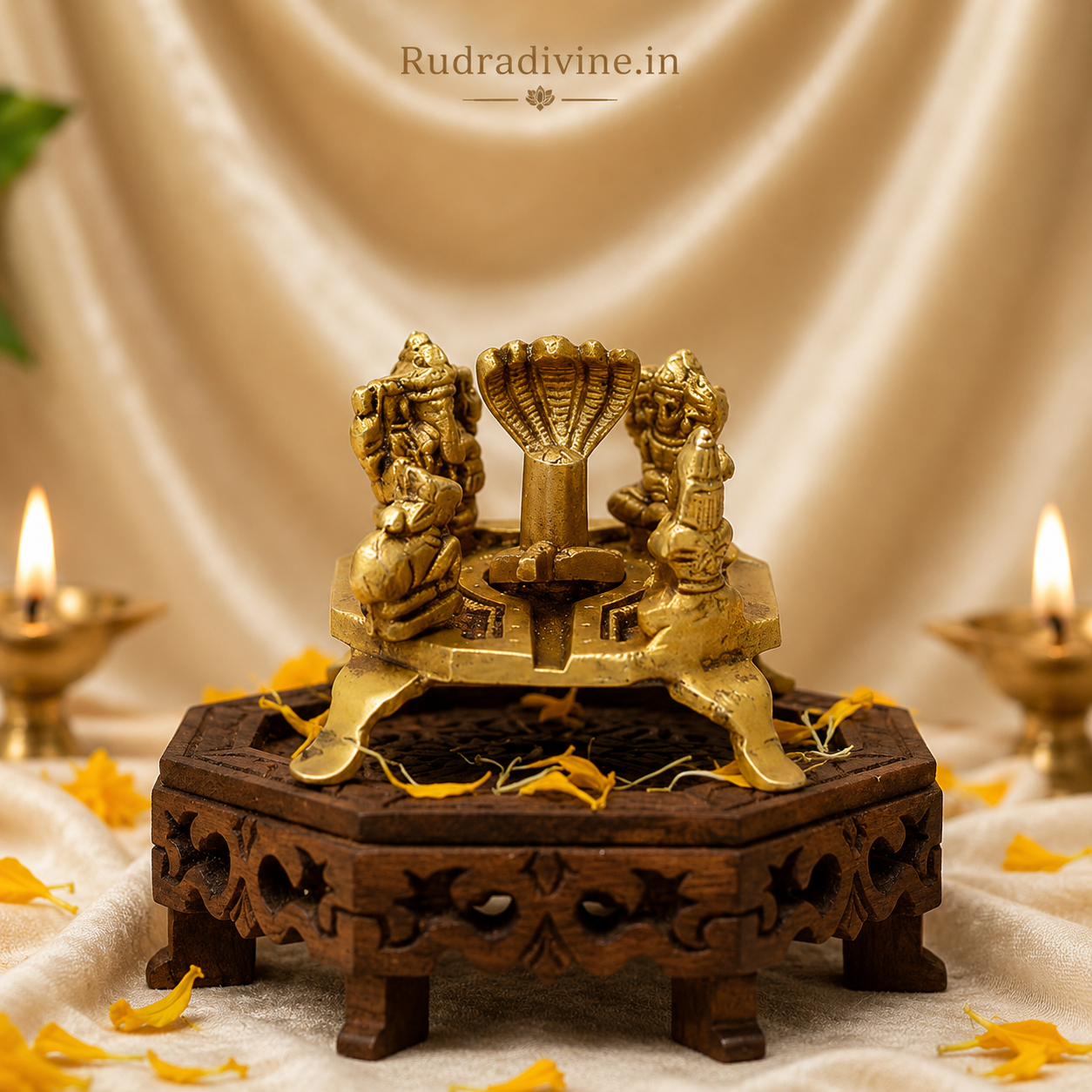 Brass Shivling Statue for Home Temple & Pooja Room Decor with official Lab Certificate by Rudradivine for daily Shiva worship, meditation and sacred rituals.
