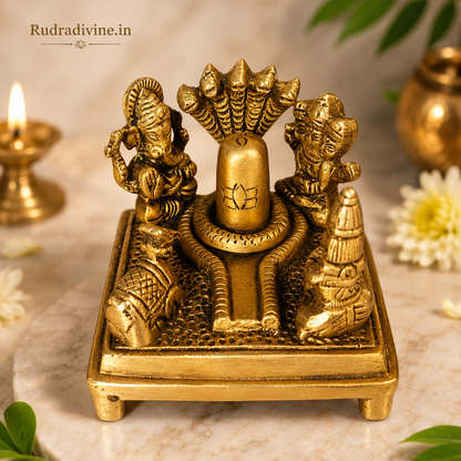 Brass Shivling Statue for Home Temple & Pooja Room Decor with official Lab Certificate by Rudradivine for daily Shiva worship, meditation and sacred rituals.