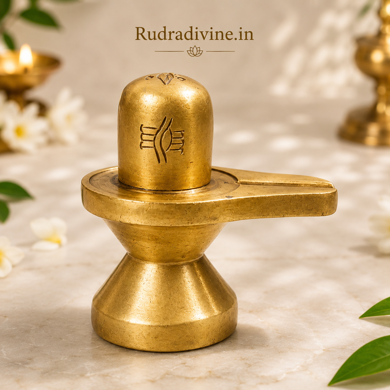 Brass Shivling for Home Temple & Daily Shiva Pooja Idol crafted from premium brass with official Lab Certificate by Rudradivine for daily worship and spiritual devotion.