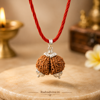 Original Gauri Shankar Rudraksha Pendant associated with Lord Shiva and Goddess Parvati, lab certified natural Rudraksha by Rudradivine for harmony, meditation, devotion, and spiritual growth.