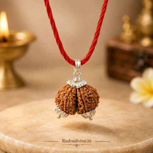 Original Gauri Shankar Rudraksha Pendant associated with Lord Shiva and Goddess Parvati, lab certified natural Rudraksha by Rudradivine for harmony, meditation, devotion, and spiritual growth.