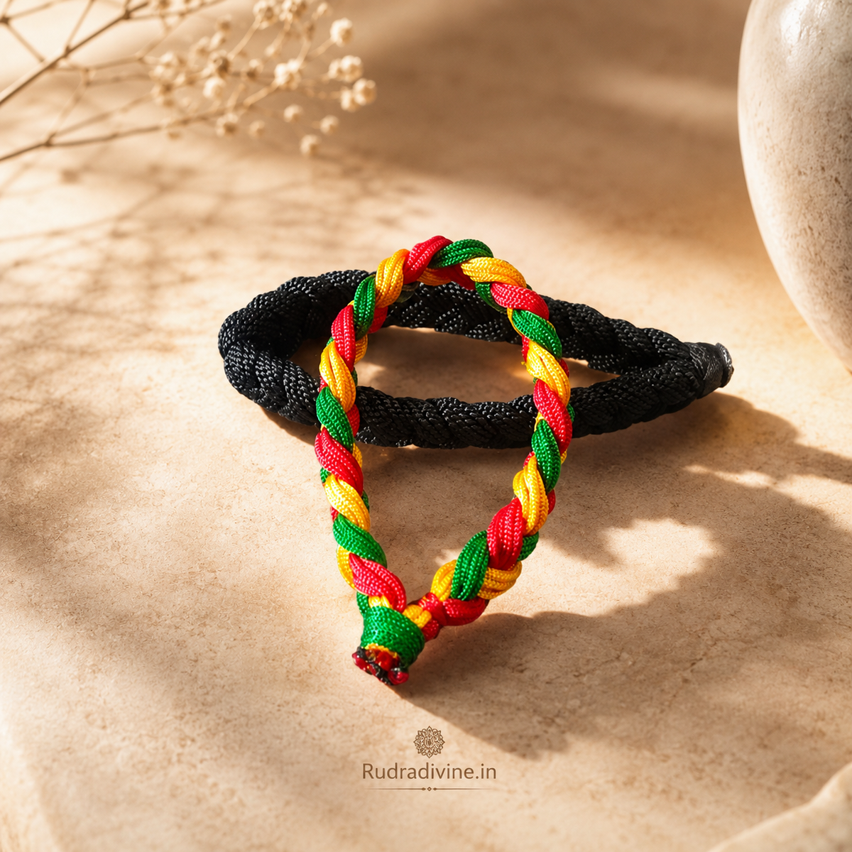 Handmade Mauli Dhaga Raksha Sutra Thread Bracelet with Lab Certificate by Rudradivine, traditionally worn for spiritual protection, positivity, and daily worship.