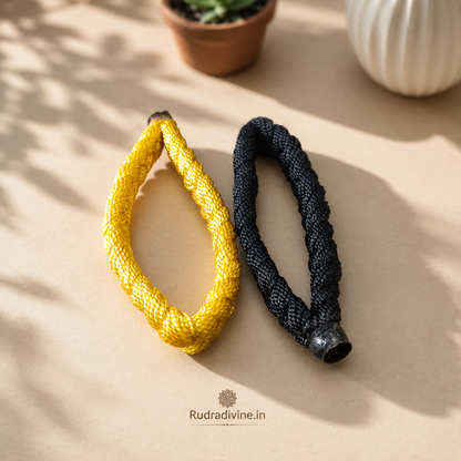 Handmade Mauli Dhaga Raksha Sutra Thread Bracelet with Lab Certificate by Rudradivine, traditionally worn for spiritual protection, positivity, and daily worship.